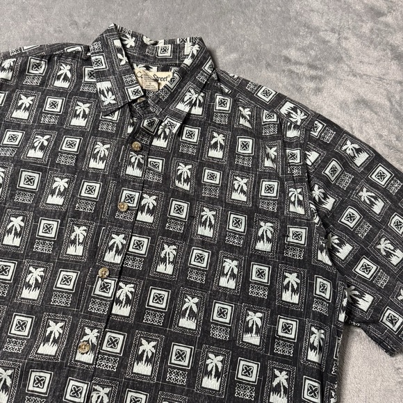 Vintage Cooke Street Tropical Palm Tree Floral Hawaiian Shirt Mens Large - Picture 2 of 7